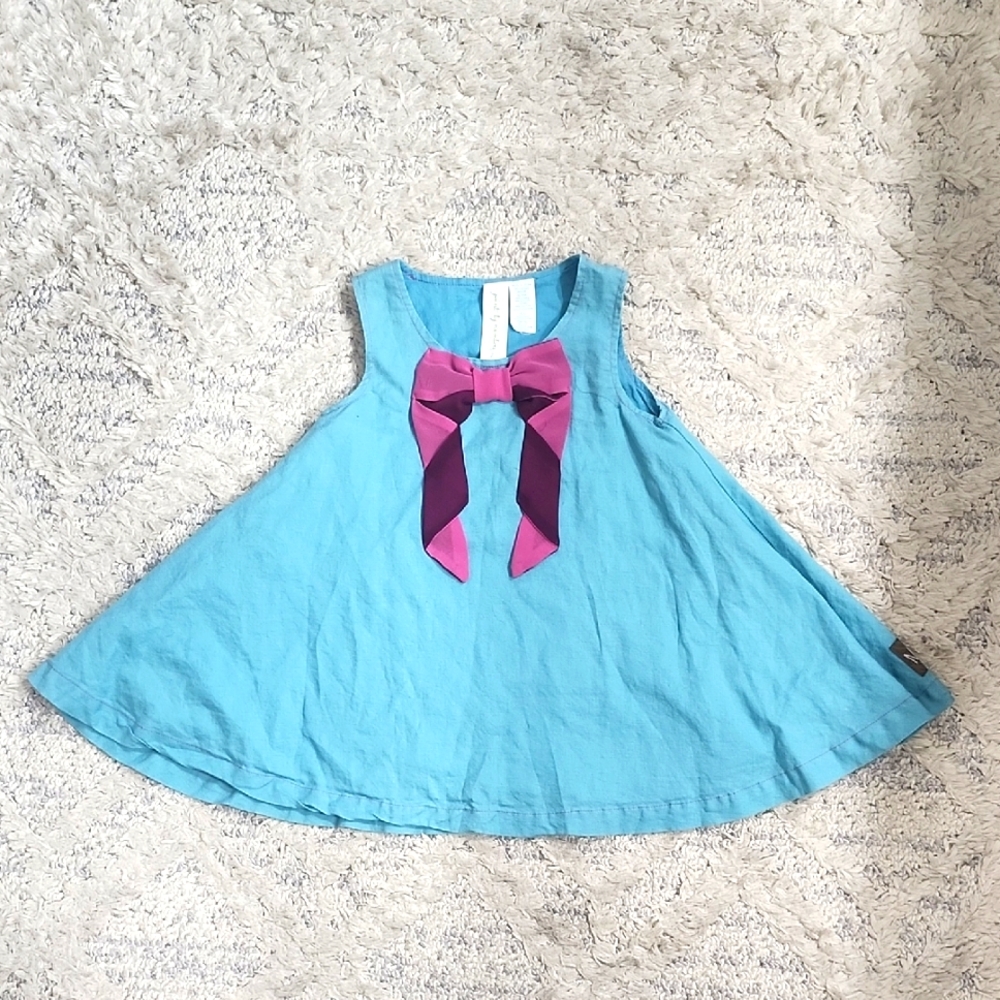 Matilda Jane Paint By Numbers All Wrapped Up Bow Dress Linen Girls Size 2